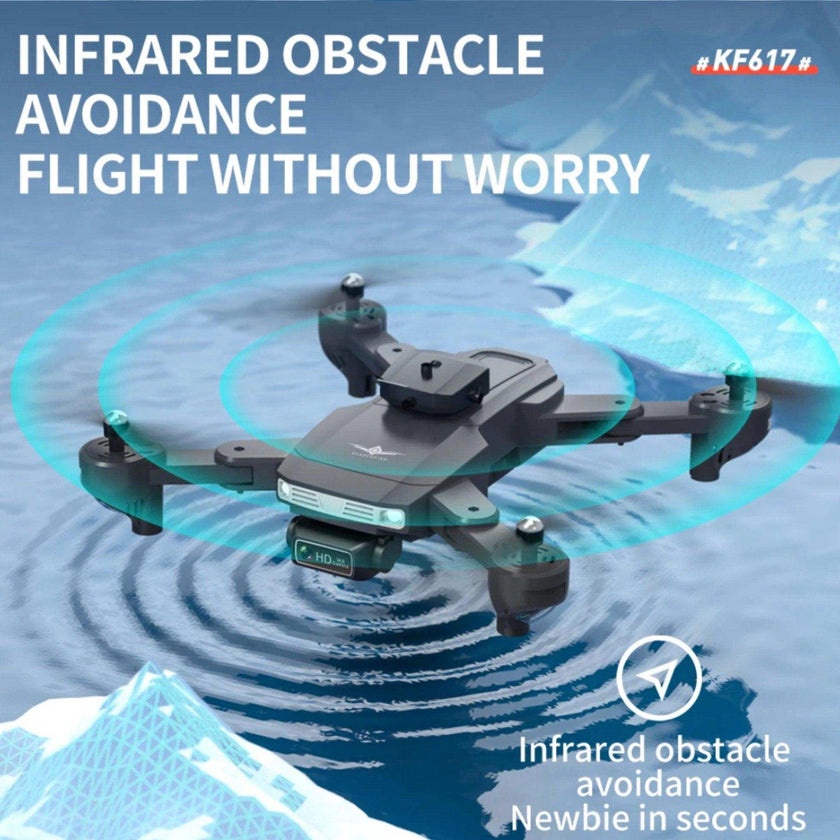 TUTT KF617 Mini Drone 4K Dual Camera Drone Infrared Obstacle Avoidance Optical Flow Foldable Quadcopter Height Hold Follow, Orbit, Waypoint Modes 2* Batteries
