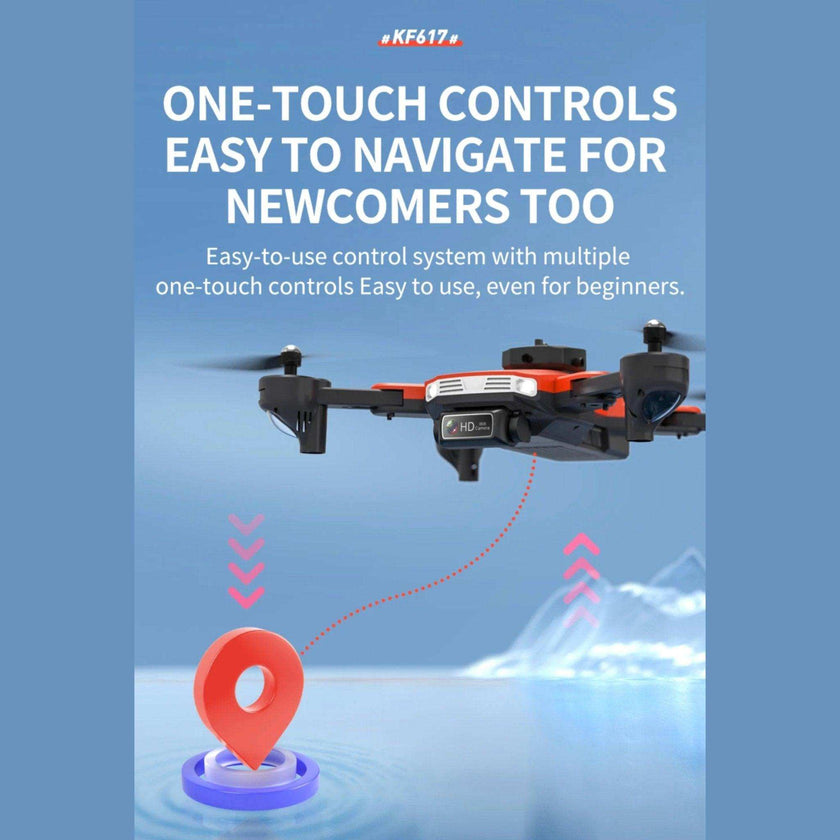 TUTT KF617 Mini Drone 4K Dual Camera Drone Infrared Obstacle Avoidance Optical Flow Foldable Quadcopter Height Hold Follow, Orbit, Waypoint Modes 2* Batteries