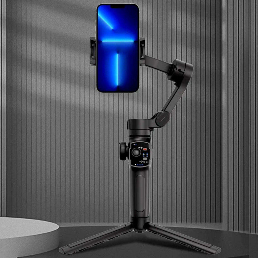 TUTT L9 + AI Module | 3 Axis Pro Handheld Anti-shake Smartphone Selfie Stick Phone Gimbal Stabilizer with Extendable Rod, Light Tripod and AI Auto Face Tracking Module Vlog YouTube