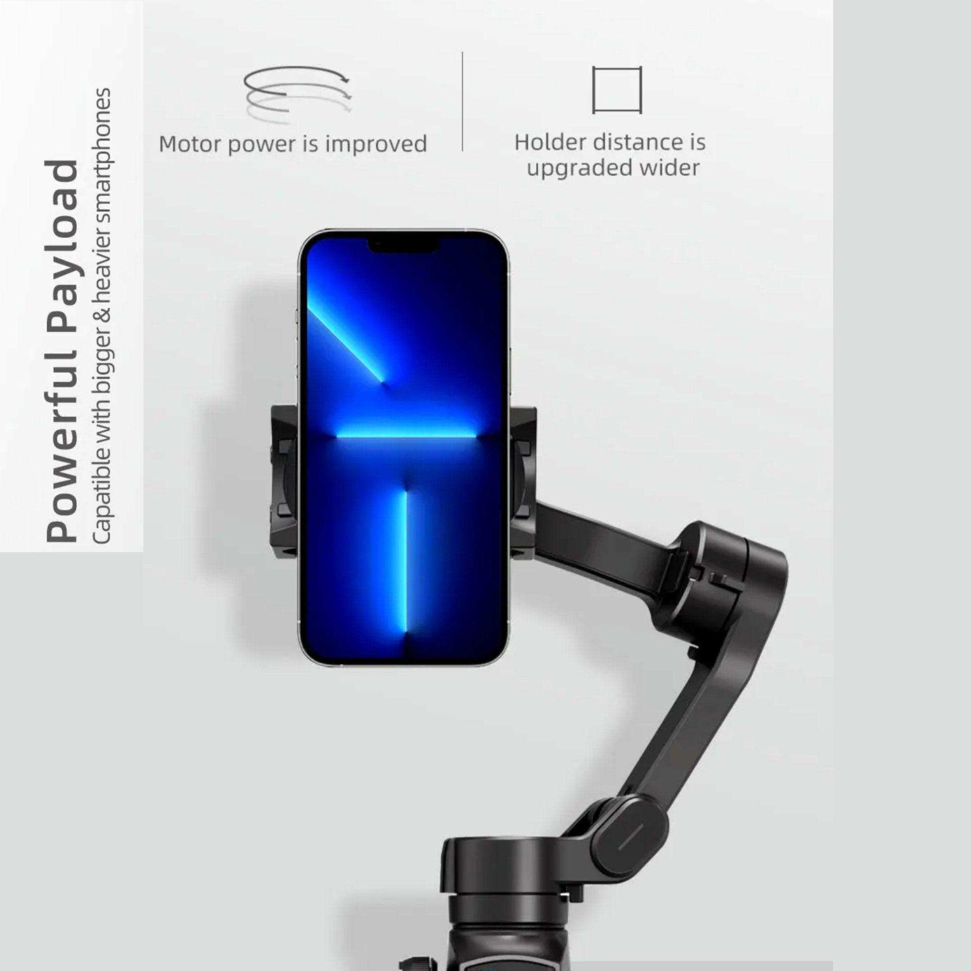 TUTT L9 + AI Module | 3 Axis Pro Handheld Anti-shake Smartphone Selfie Stick Phone Gimbal Stabilizer with Extendable Rod, Light Tripod and AI Auto Face Tracking Module Vlog YouTube