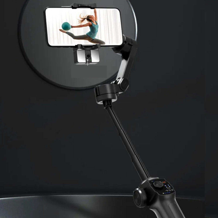 TUTT L9 + AI Module | 3 Axis Pro Handheld Anti-shake Smartphone Selfie Stick Phone Gimbal Stabilizer with Extendable Rod, Light Tripod and AI Auto Face Tracking Module Vlog YouTube