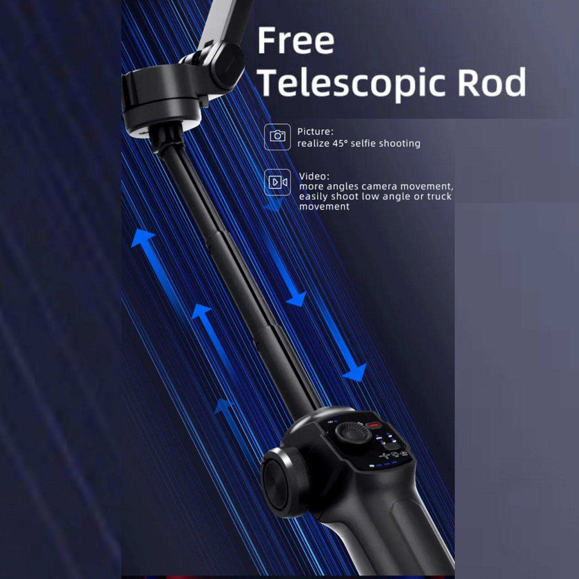 TUTT L9 + AI Module | 3 Axis Pro Handheld Anti-shake Smartphone Selfie Stick Phone Gimbal Stabilizer with Extendable Rod, Light Tripod and AI Auto Face Tracking Module Vlog YouTube