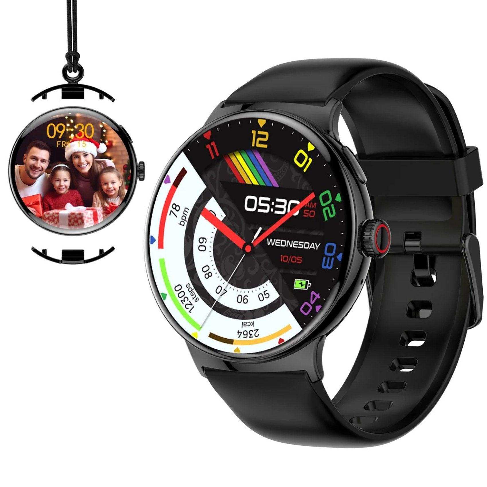 TUTT LA9 AMOLED Women Pocket Smart Watch 1.43 inch With Quick-detach Straps Sport Fitness 2 in 1 Smartwatch Black