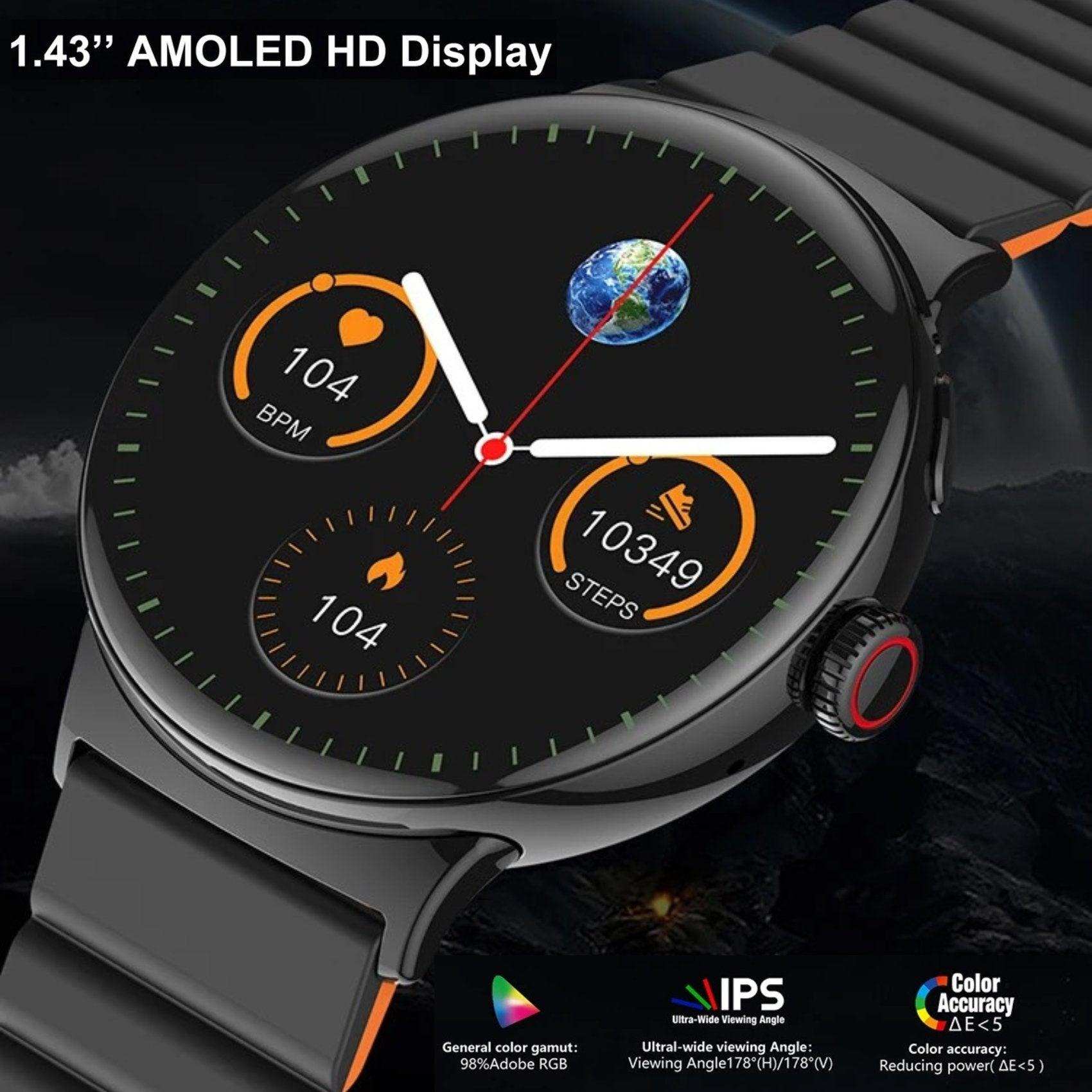 TUTT LA9 AMOLED Women Pocket Smart Watch 1.43 inch With Quick-detach Straps Sport Fitness 2 in 1 Smartwatch Black
