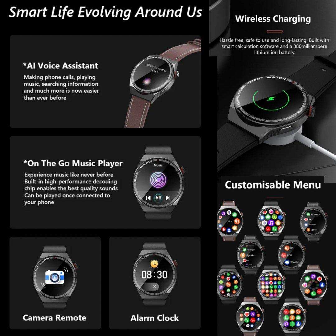 TUTT Classic Smartwatch For Men | Titanium Alloy | NFC Function Health & Fitness Tracker IP68 Waterproof Bands (2)  LX3