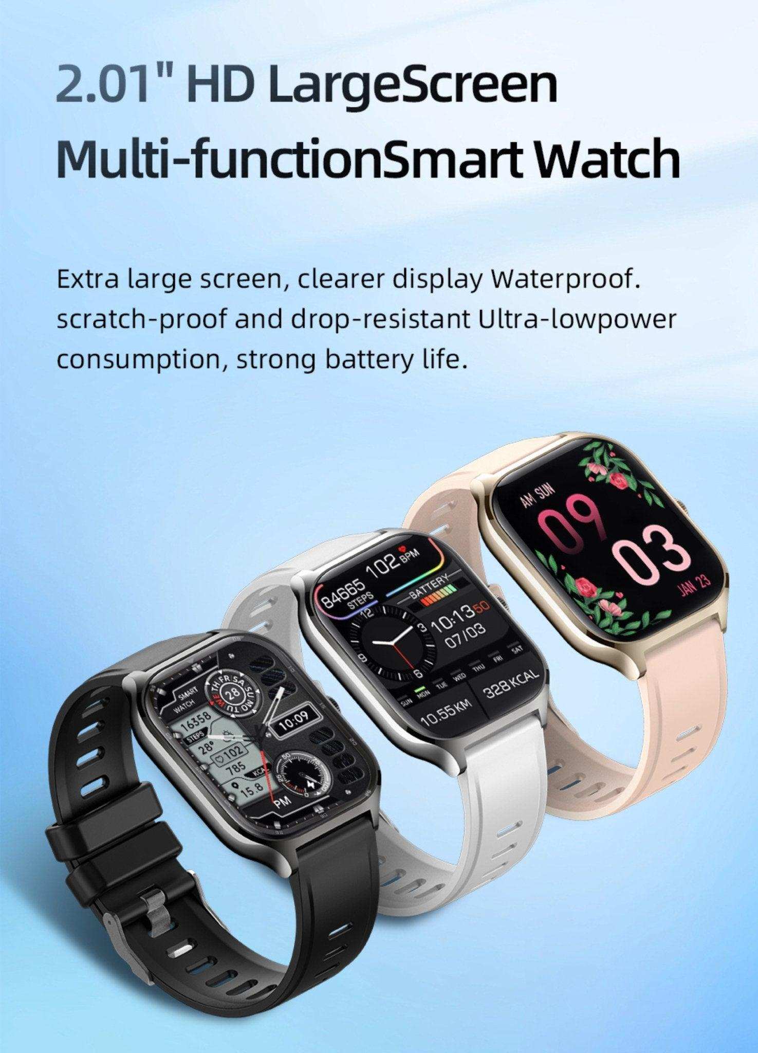 TUTT Smartwatch for Men and Women, 2.01” Dial, Waterproof, Bluetooth Calling, Blood Oxygen & Heart Rate Monitor  LX7