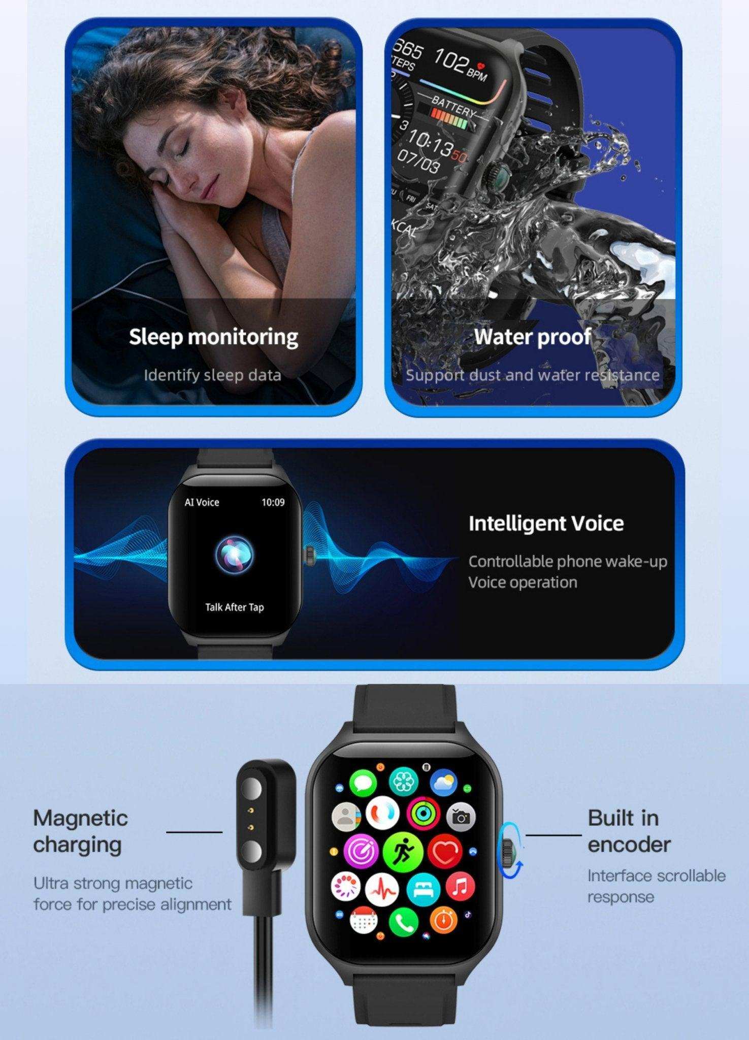 TUTT Smartwatch for Men and Women, 2.01” Dial, Waterproof, Bluetooth Calling, Blood Oxygen & Heart Rate Monitor  LX7