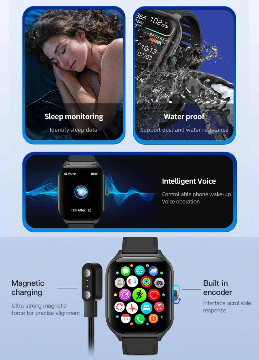 TUTT Smartwatch for Men and Women, 2.01” Dial, Waterproof, Bluetooth Calling, Blood Oxygen & Heart Rate Monitor  LX7