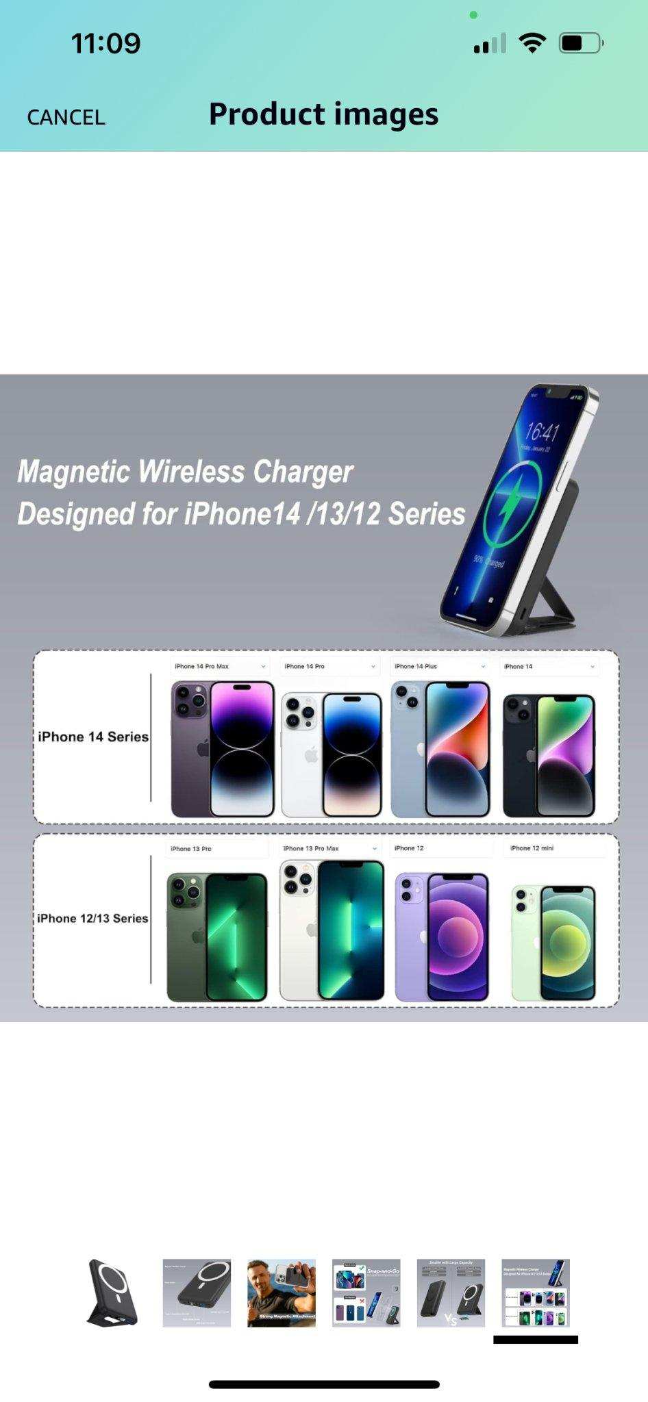 TUTT Magnetic Wireless Portable Power Bank for iPhone 10000mAh Mag-Safe Battery Pack PD 22.5W Fast Charging, Foldable Wireless USB-C LED Display iPhone 15/14/13/12/Pro/Mini/Pro Max