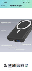 TUTT Magnetic Wireless Portable Power Bank for iPhone 10000mAh Mag-Safe Battery Pack PD 22.5W Fast Charging, Foldable Wireless USB-C LED Display iPhone 15/14/13/12/Pro/Mini/Pro Max