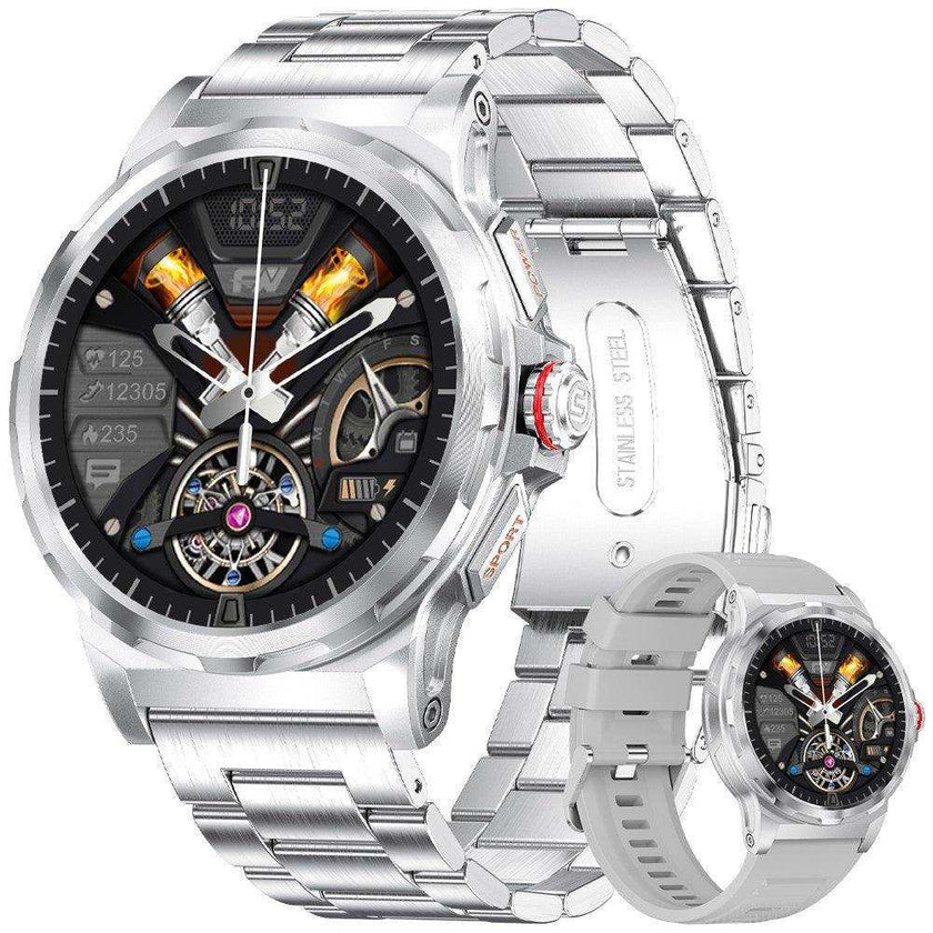 TUTT Smart Watch for Men AMOLED HD Screen Metal Case | 1.43'' Military Rugged  IP68 Waterproof | Health and Fitness SL6 LIGE | Rubber & Metal