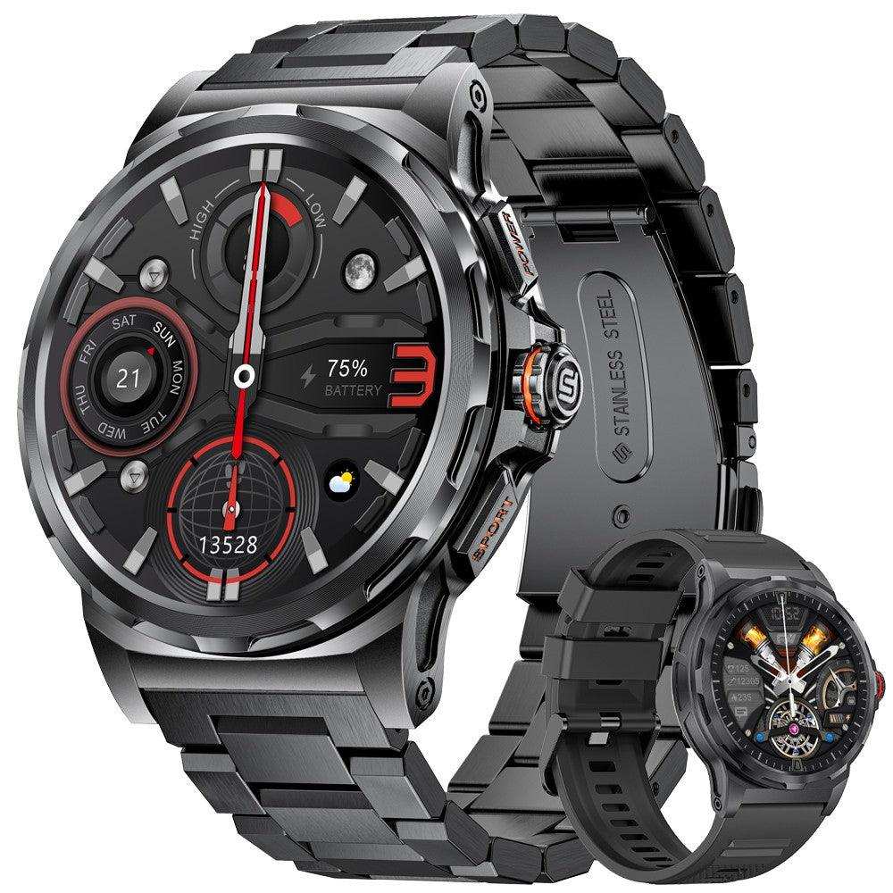 TUTT Smart Watch for Men AMOLED HD Screen Metal Case | 1.43'' Military Rugged  IP68 Waterproof | Health and Fitness SL6 LIGE | Rubber & Metal