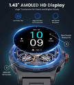 TUTT Smart Watch for Men AMOLED HD Screen Metal Case | 1.43'' Military Rugged  IP68 Waterproof | Health and Fitness SL6 LIGE | Rubber & Metal
