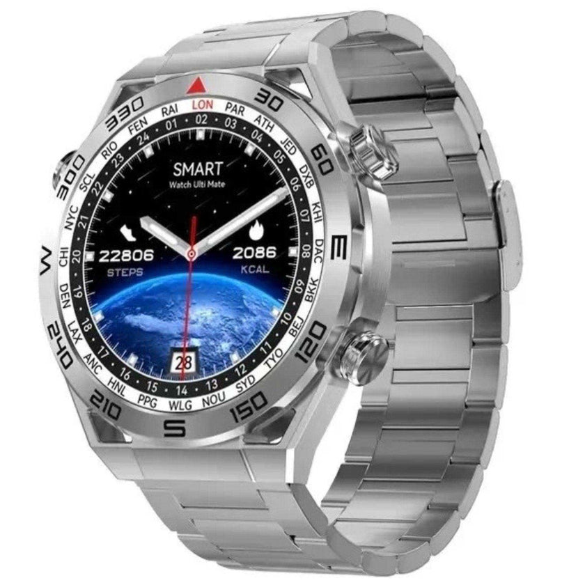 TUTT N1 Men Ultra SmartWatch with IP68 Waterproof NFC | Compass Outdoor WEAR PRO Control Health Fitness Smart Watch Two Straps Black Matt Metal and Rubber