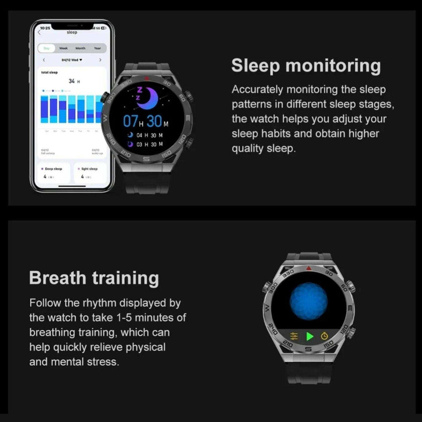 TUTT N1 Men Ultra SmartWatch with IP68 Waterproof NFC | Compass Outdoor WEAR PRO Control Health Fitness Smart Watch Two Straps Black Matt Metal and Rubber