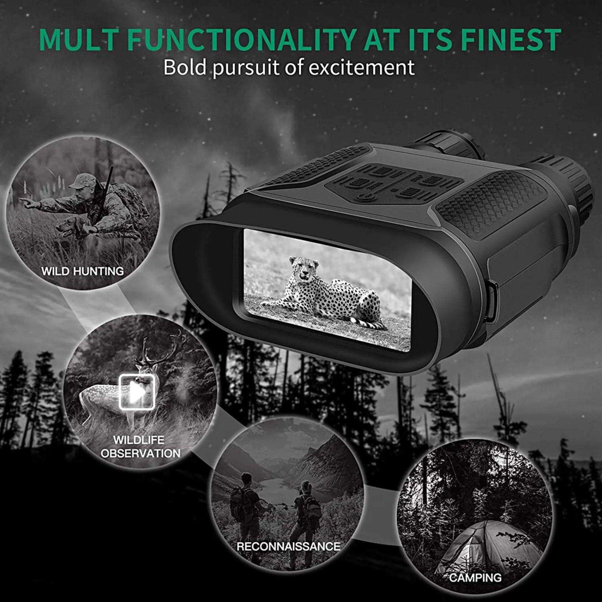 TUTT NAV400 Digital Night Binoculars Vision 3” Display for Complete Darkness GlassOwl Infrared Spy Gear for Hunting and Surveillance