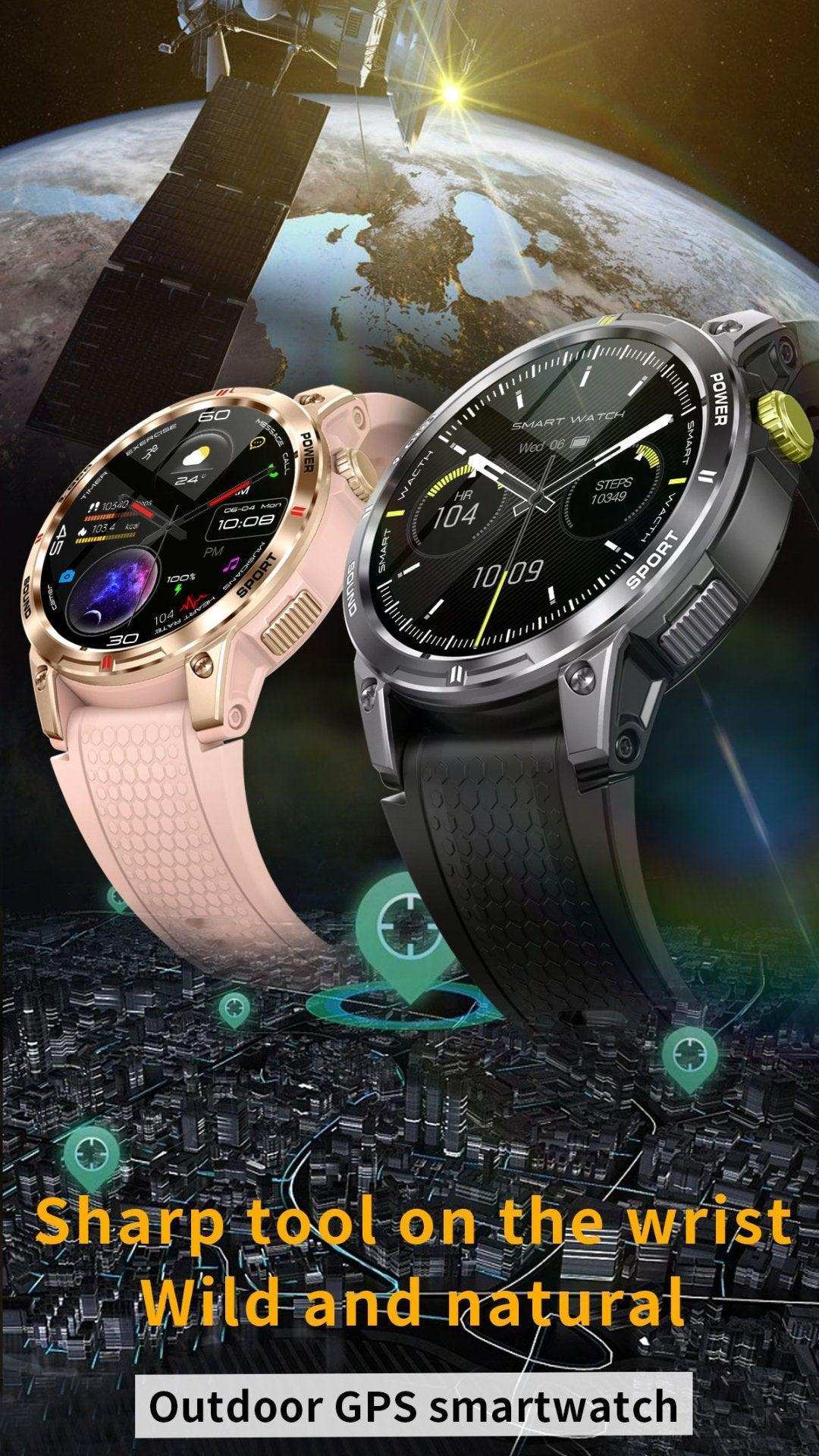 TUTT  Rugged Smartwatch for Men Women | Compass GPS Exercise | AMOLED Metal Dial | 2 Military Straps | Always-On Display Long Battery Life | NX18 Pro