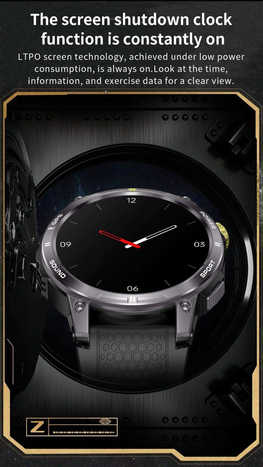 TUTT  Rugged Smartwatch for Men Women | Compass GPS Exercise | AMOLED Metal Dial | 2 Military Straps | Always-On Display Long Battery Life | NX18 Pro