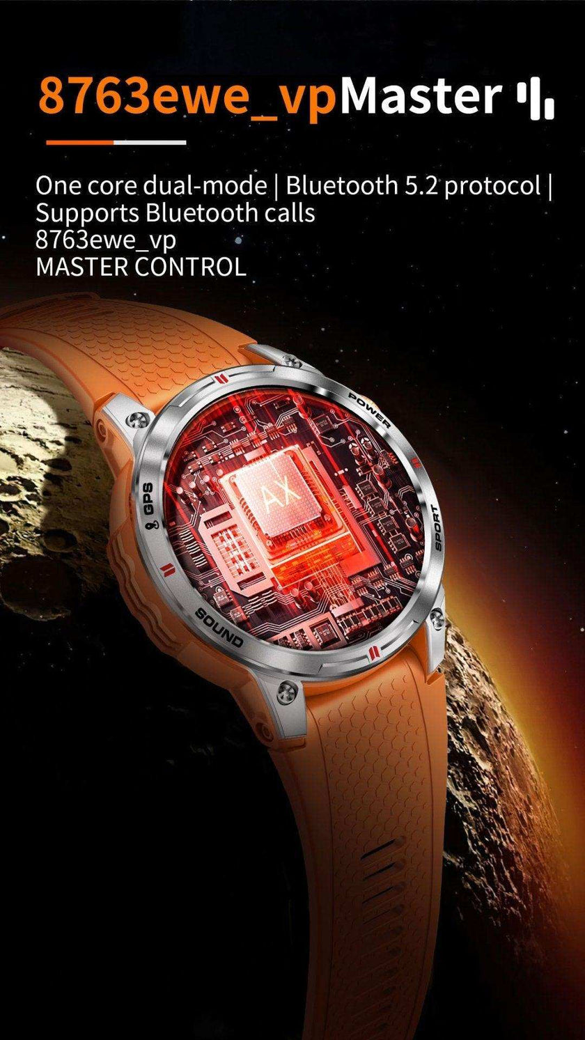 TUTT  Rugged Smartwatch for Men Women | Compass GPS Exercise | AMOLED Metal Dial | 2 Military Straps | Always-On Display Long Battery Life | NX18 Pro