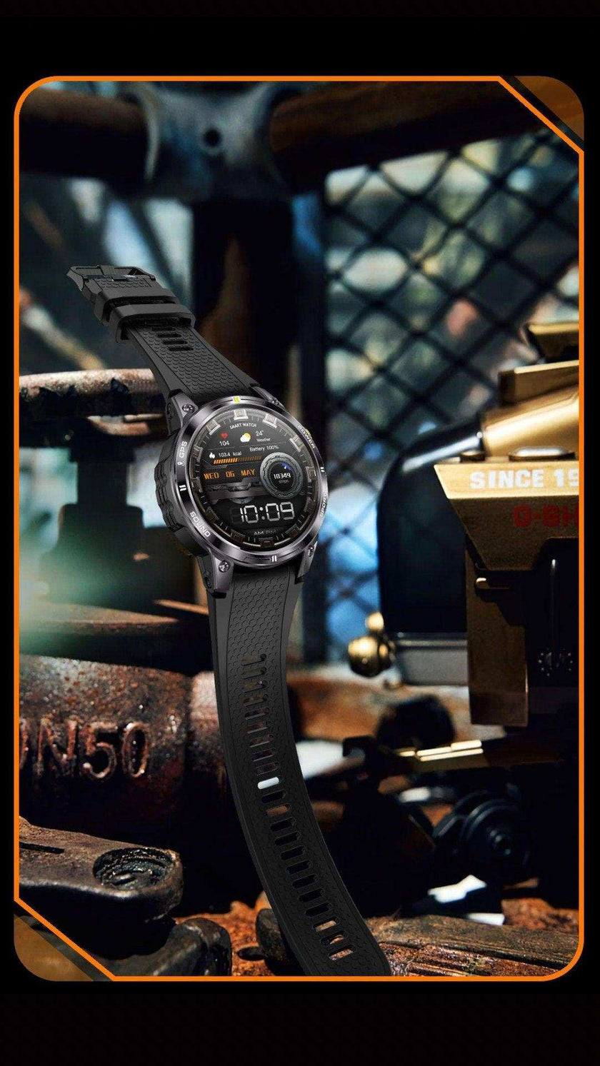 TUTT  Rugged Smartwatch for Men Women | Compass GPS Exercise | AMOLED Metal Dial | 2 Military Straps | Always-On Display Long Battery Life | NX18 Pro