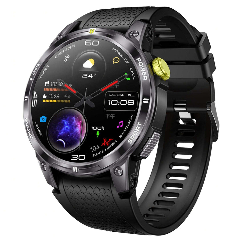 TUTT  Rugged Smartwatch for Men Women | Compass GPS Exercise | AMOLED Metal Dial | 2 Military Straps | Always-On Display Long Battery Life | NX18 Pro