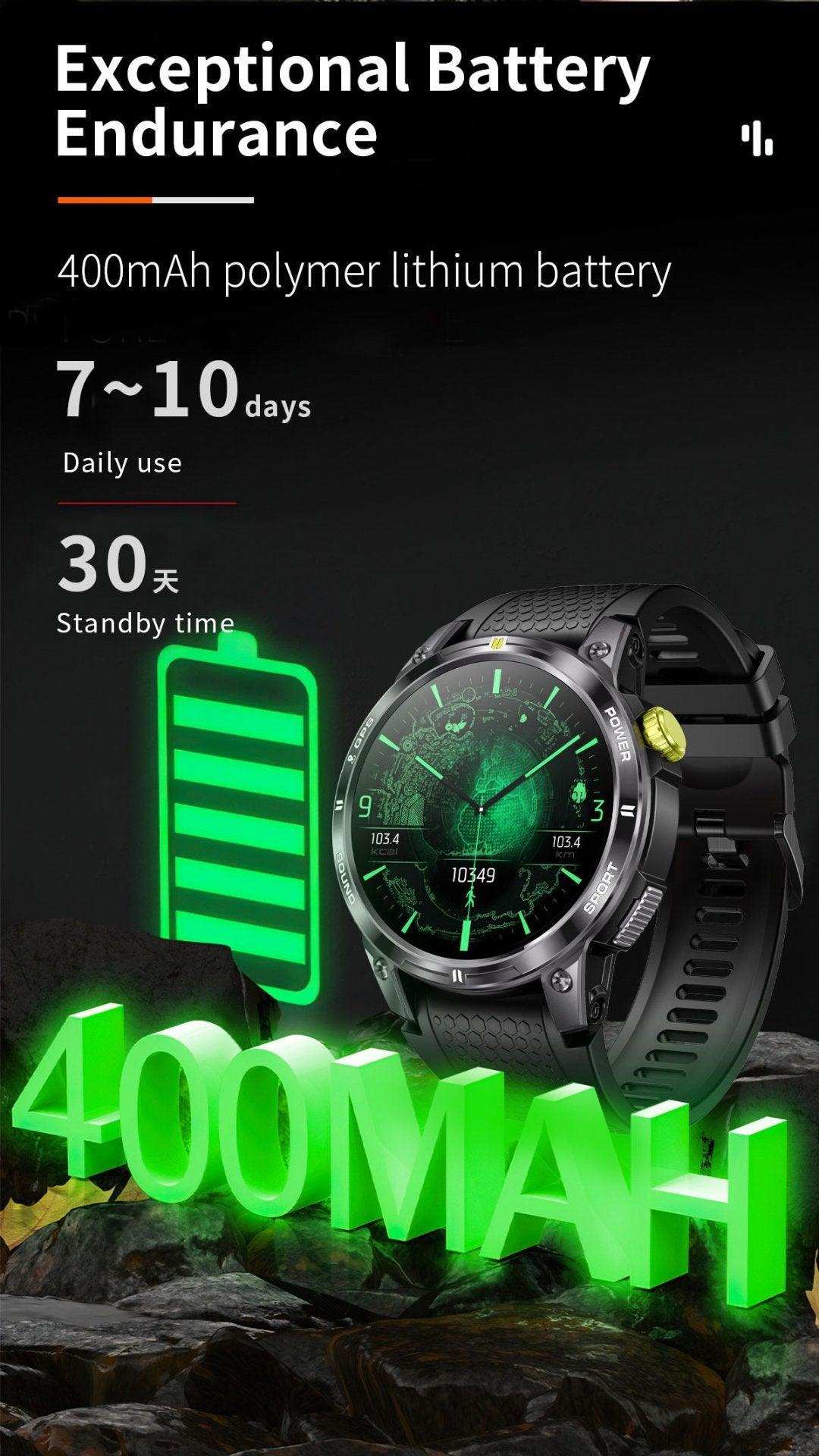 TUTT  Rugged Smartwatch for Men Women | Compass GPS Exercise | AMOLED Metal Dial | 2 Military Straps | Always-On Display Long Battery Life | NX18 Pro