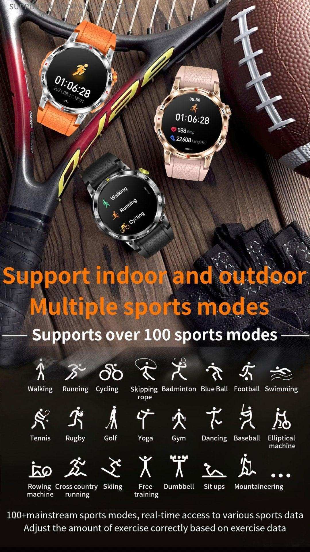 TUTT  Rugged Smartwatch for Men Women | Compass GPS Exercise | AMOLED Metal Dial | 2 Military Straps | Always-On Display Long Battery Life | NX18 Pro