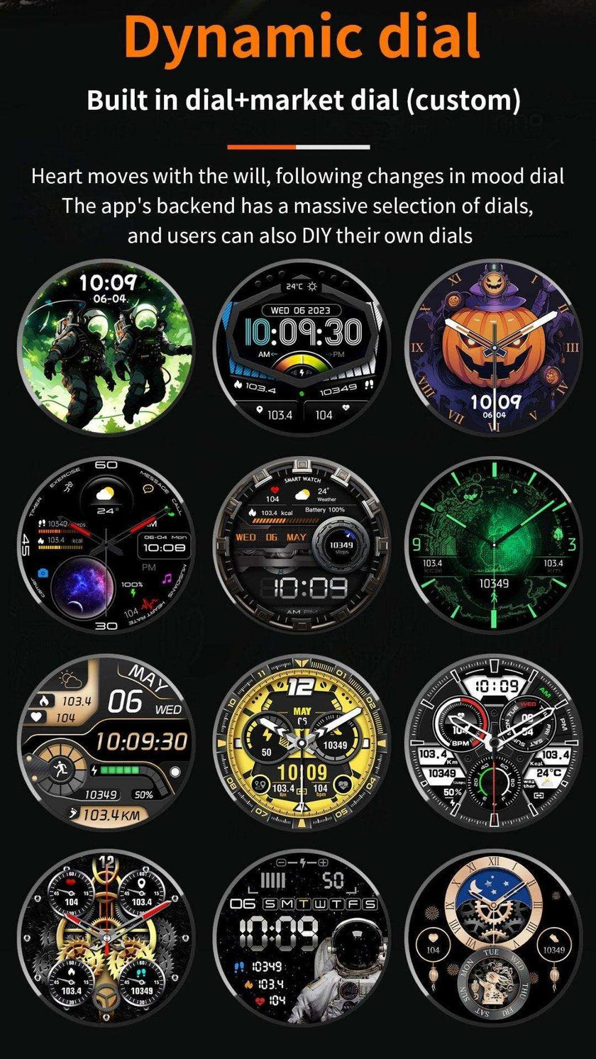 TUTT  Rugged Smartwatch for Men Women | Compass GPS Exercise | AMOLED Metal Dial | 2 Military Straps | Always-On Display Long Battery Life | NX18 Pro
