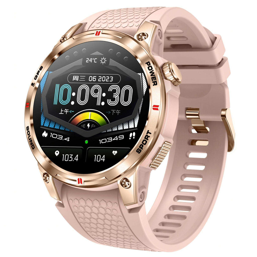 TUTT  Rugged Smartwatch for Men Women | Compass GPS Exercise | AMOLED Metal Dial | 2 Military Straps | Always-On Display Long Battery Life | NX18 Pro