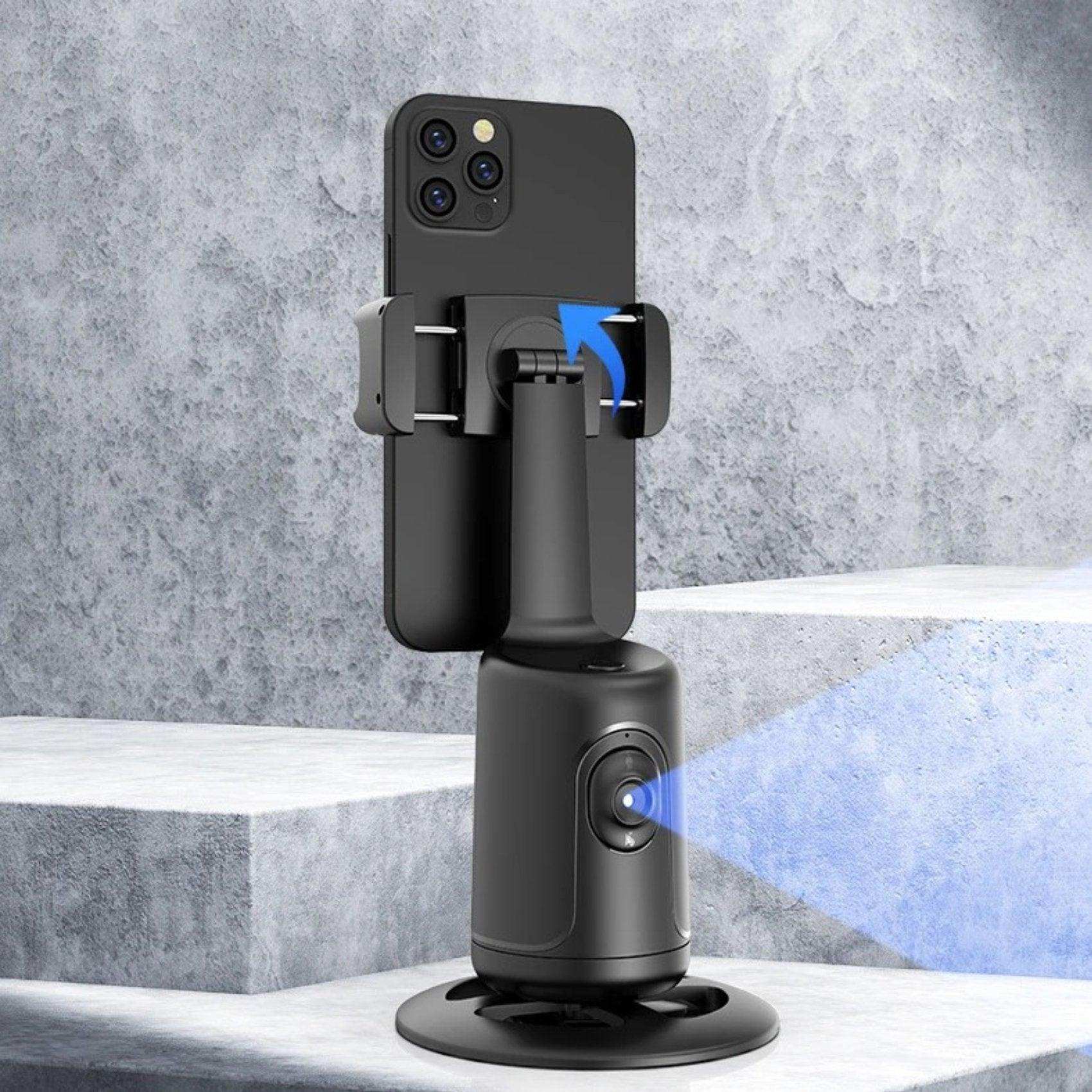 TUTT P1 Selfie Phone Holder Mount | Smart 360° Auto Face Tracking Gimbal Desktop Stabilizer Tripod | Adjustable Lens | No App, Gesture Control | Stable Base Smartphone Live Chat