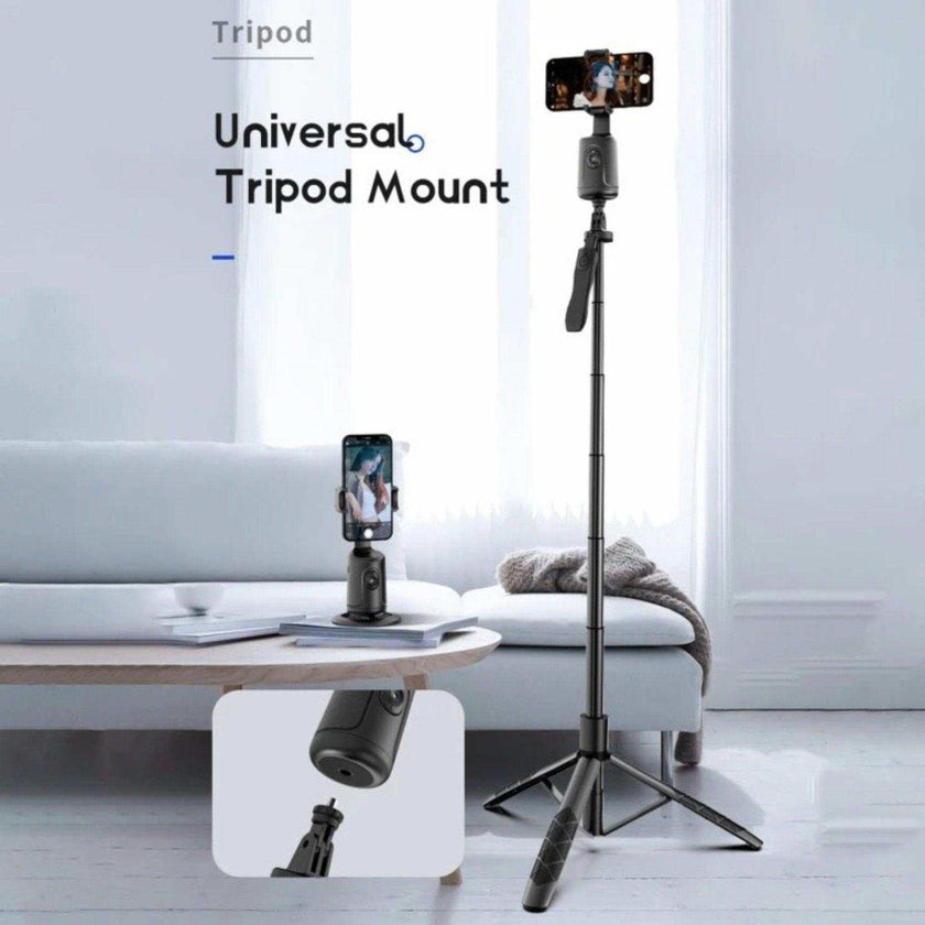 TUTT P1 Selfie Phone Holder Mount | Smart 360° Auto Face Tracking Gimbal Desktop Stabilizer Tripod | Adjustable Lens | No App, Gesture Control | Stable Base Smartphone Live Chat