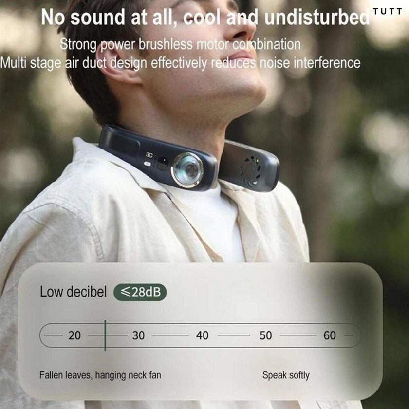 TUTT Portable Neck Cooling Neck Blade-less | Back Neck Cooling Plate- Refrigeration Mode | Rechargeable 4000mAh Battery | Ambient Light | USB Mini Air Conditioner | White