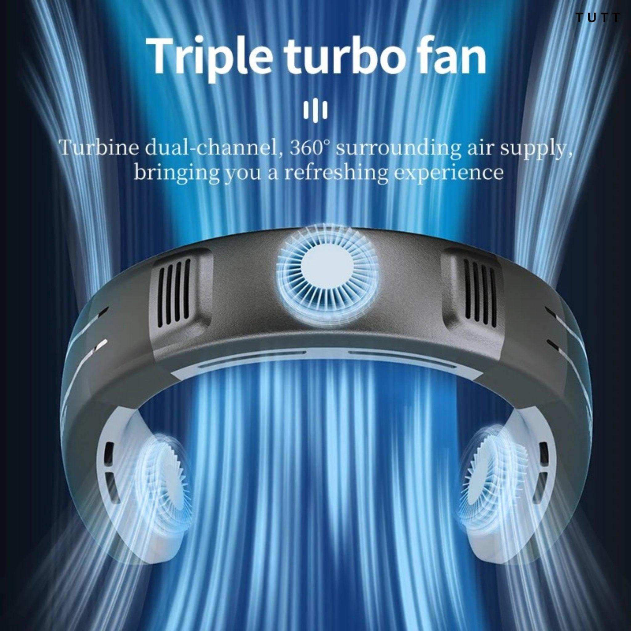 TUTT Portable Neck Cooling Neck Blade-less | Back Neck Cooling Plate- Refrigeration Mode | Rechargeable 4000mAh Battery | Ambient Light | USB Mini Air Conditioner | White