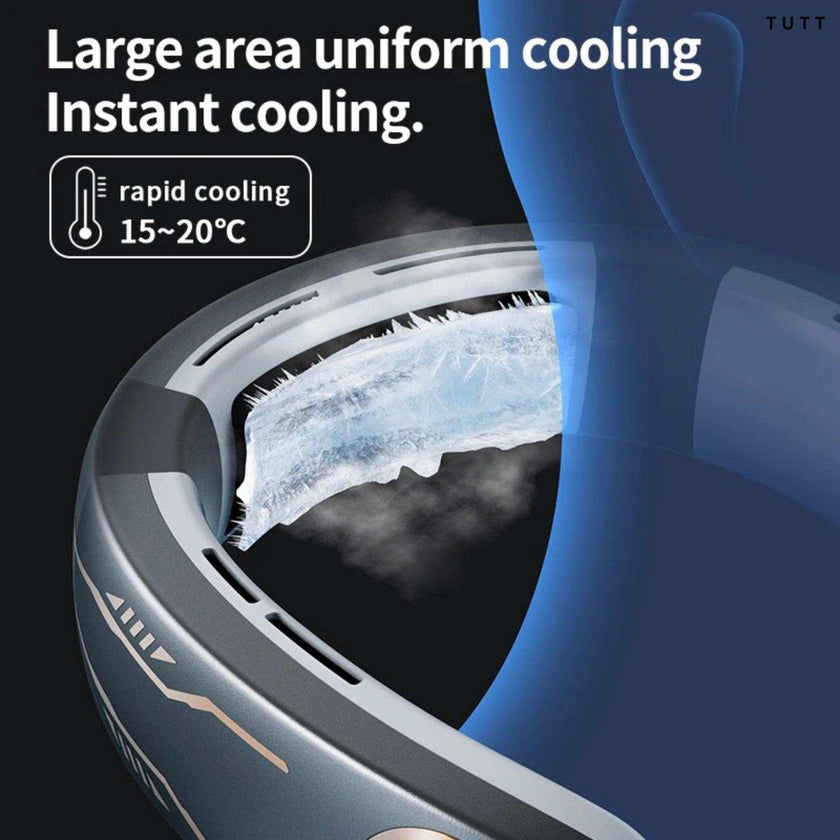 TUTT Portable Neck Cooling Neck Blade-less | Back Neck Cooling Plate- Refrigeration Mode | Rechargeable 4000mAh Battery | Ambient Light | USB Mini Air Conditioner | White