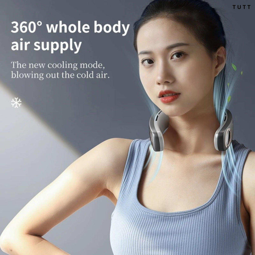 TUTT Portable Neck Cooling Neck Blade-less | Back Neck Cooling Plate- Refrigeration Mode | Rechargeable 4000mAh Battery | Ambient Light | USB Mini Air Conditioner | White