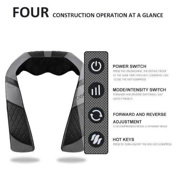 TUTT Premium Shiatsu Neck and Shoulder Massager With Carrying Bag, Deep Tissue 3D Kneading Shoulder Neck Back Massager Soothing Heat, Waist Massage Pillow Wall & Car Charger (2)