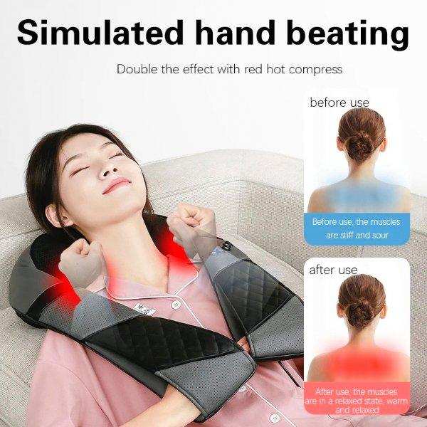 TUTT Premium Shiatsu Neck and Shoulder Massager With Carrying Bag, Deep Tissue 3D Kneading Shoulder Neck Back Massager Soothing Heat, Waist Massage Pillow Wall & Car Charger (2)