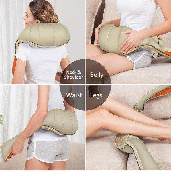 TUTT Premium Shiatsu Neck and Shoulder Massager With Carrying Bag, Deep Tissue 3D Kneading Shoulder Neck Back Massager Soothing Heat, Waist Massage Pillow Wall & Car Charger (2)