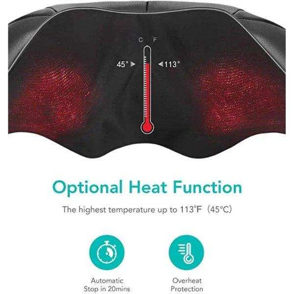 TUTT Premium Shiatsu Neck and Shoulder Massager With Carrying Bag, Deep Tissue 3D Kneading Shoulder Neck Back Massager Soothing Heat, Waist Massage Pillow Wall & Car Charger (2)