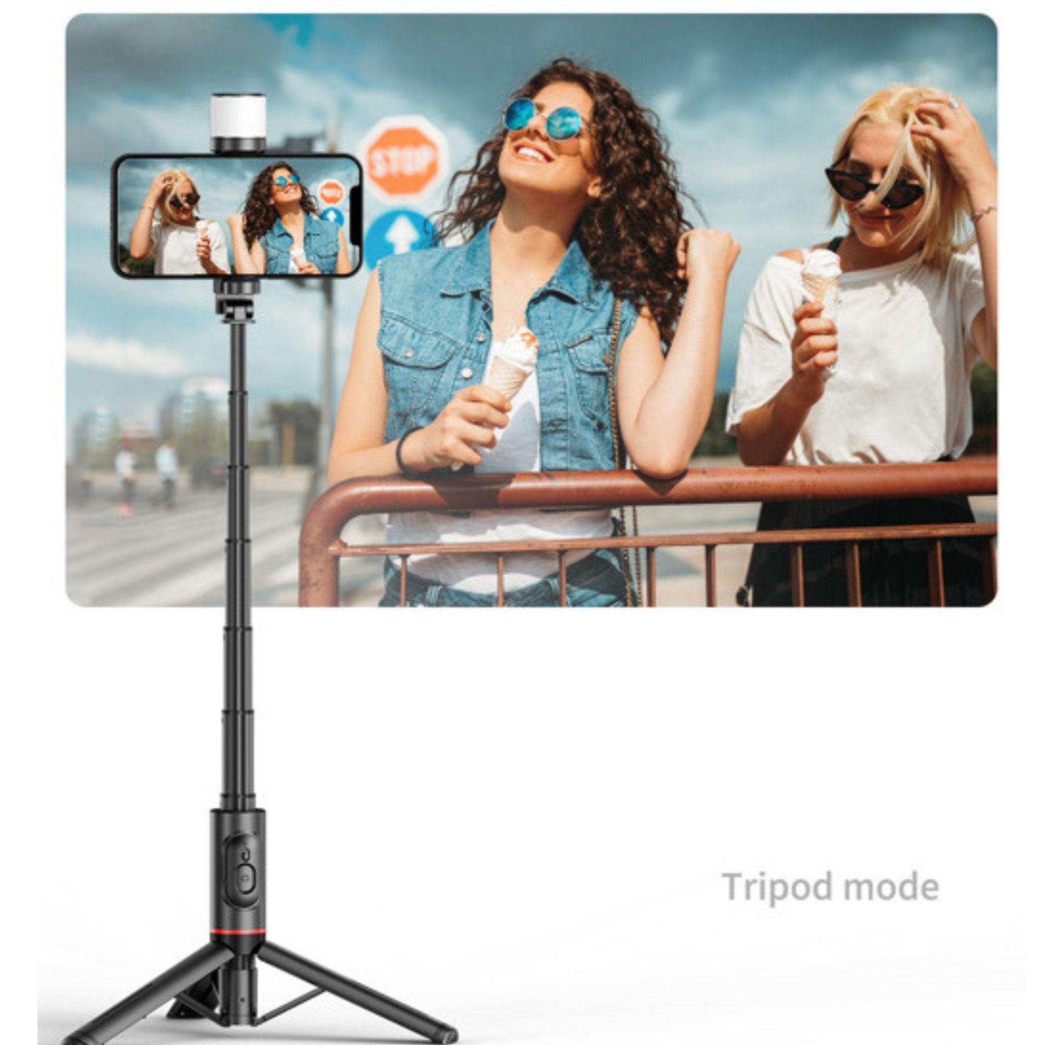 TUTT Q12 Selfie Stick Phone Holder with Fill-light Backlight | Detachable Remote Control | Foldable Rotatable 360