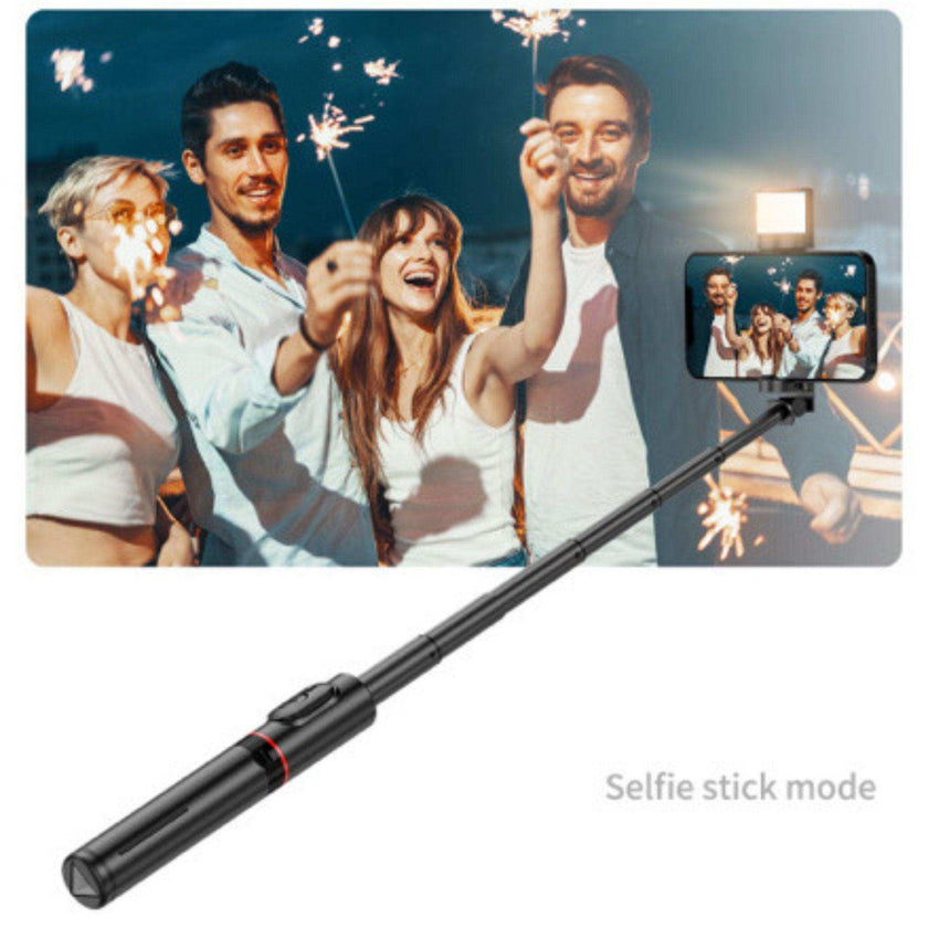 TUTT Q12 Selfie Stick Phone Holder with Fill-light Backlight | Detachable Remote Control | Foldable Rotatable 360