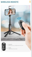 TUTT Q12 Selfie Stick Phone Holder with Fill-light Backlight | Detachable Remote Control | Foldable Rotatable 360