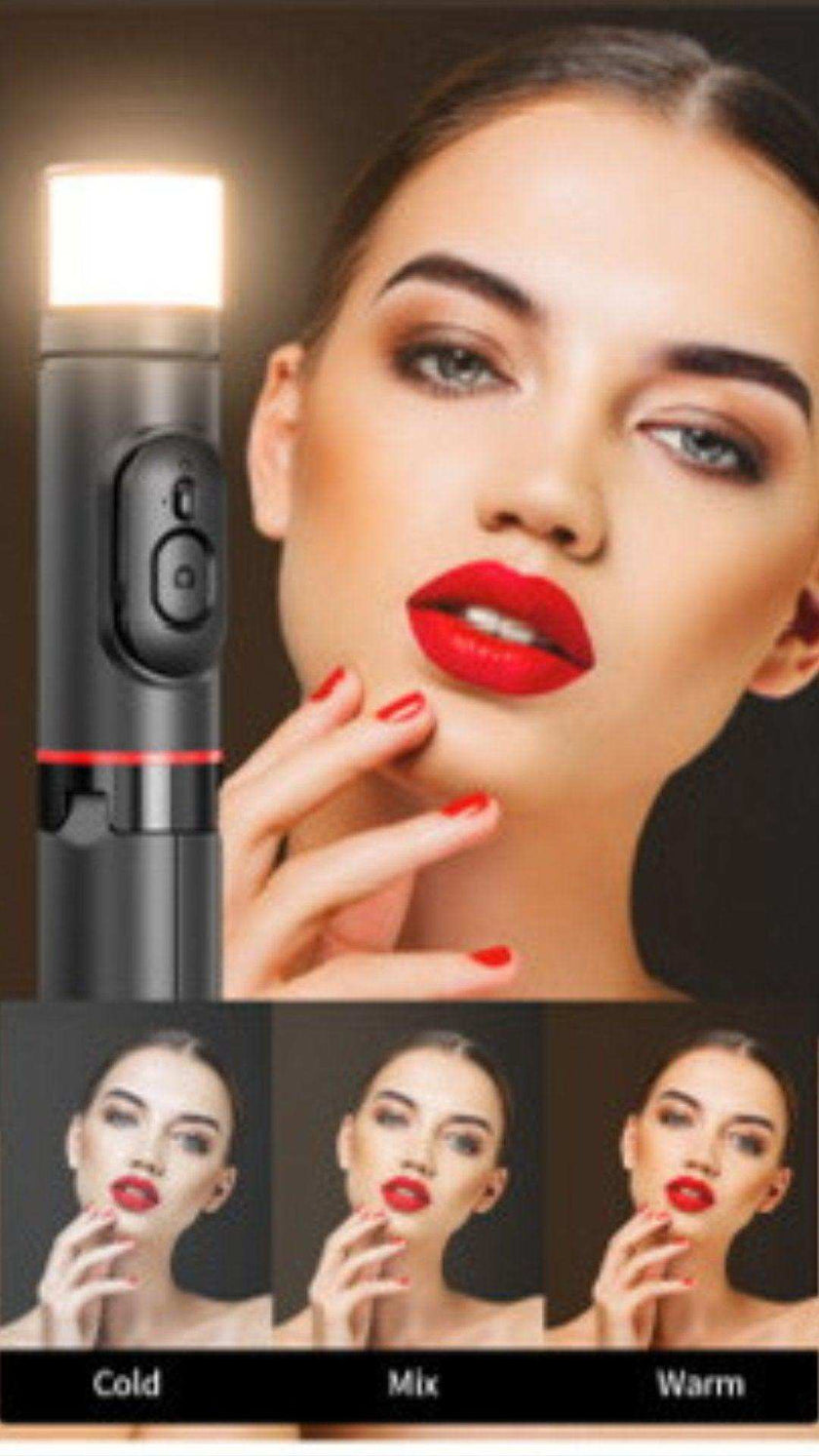 TUTT Q12 Selfie Stick Phone Holder with Fill-light Backlight | Detachable Remote Control | Foldable Rotatable 360