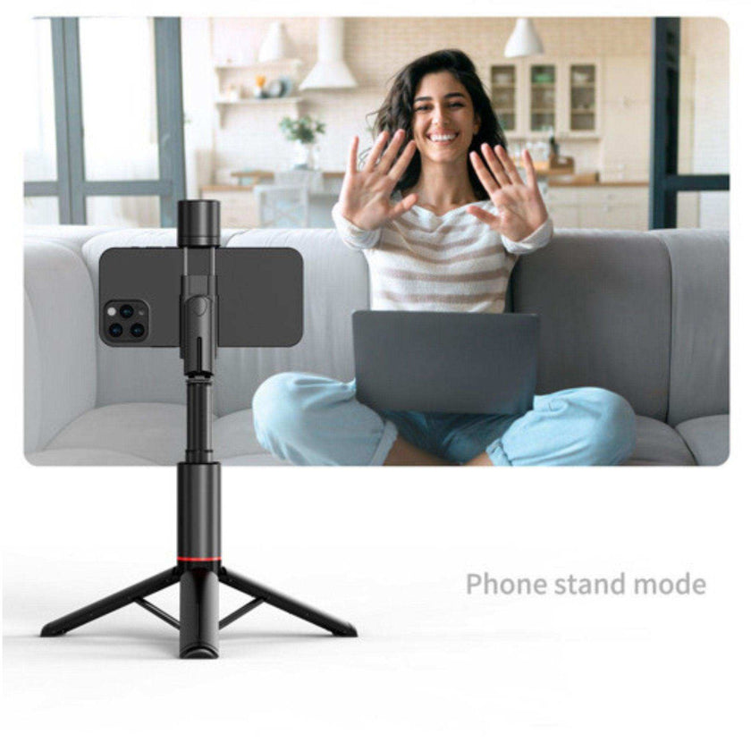 TUTT Q12 Selfie Stick Phone Holder with Fill-light Backlight | Detachable Remote Control | Foldable Rotatable 360