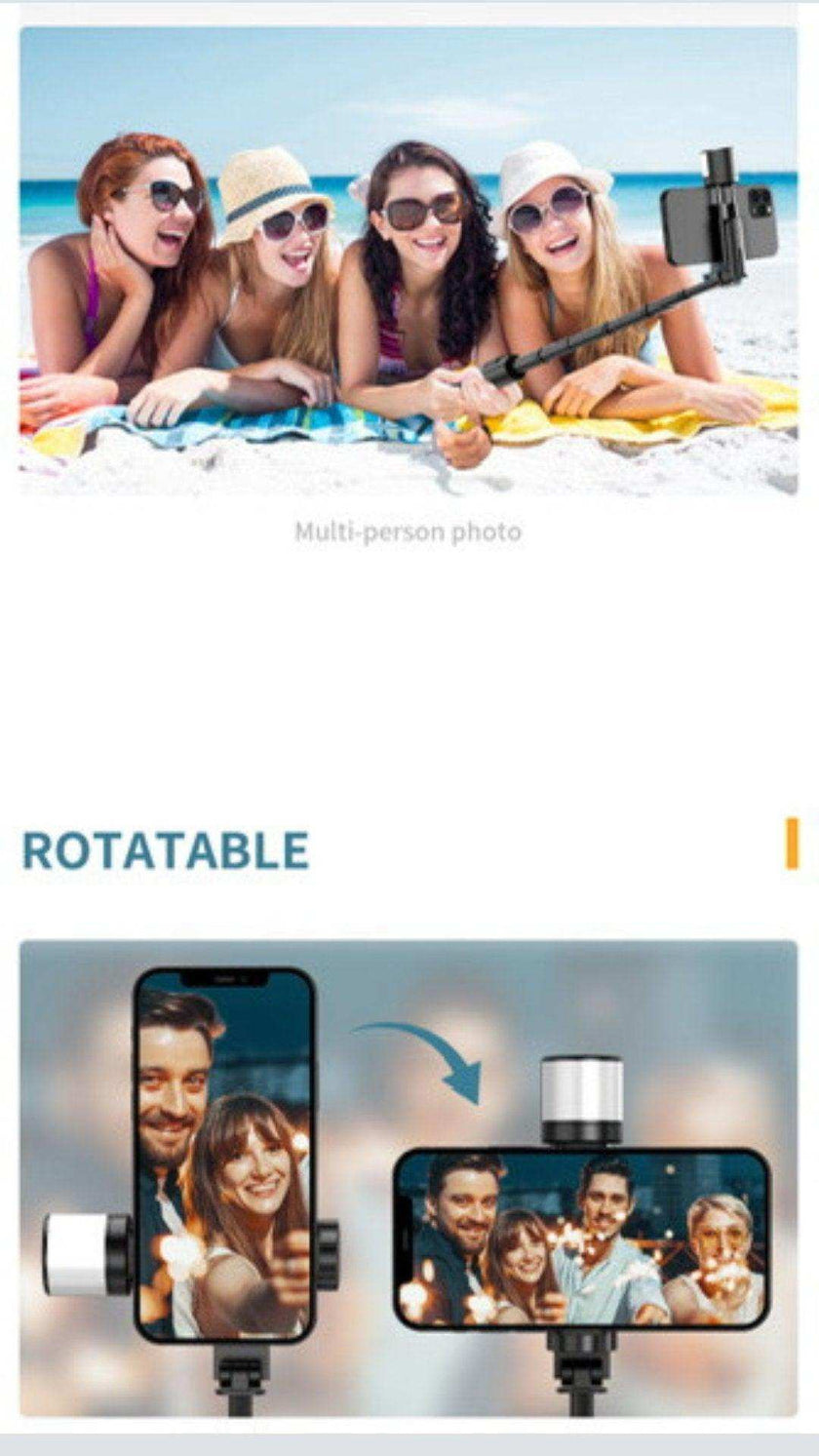 TUTT Q12 Selfie Stick Phone Holder with Fill-light Backlight | Detachable Remote Control | Foldable Rotatable 360