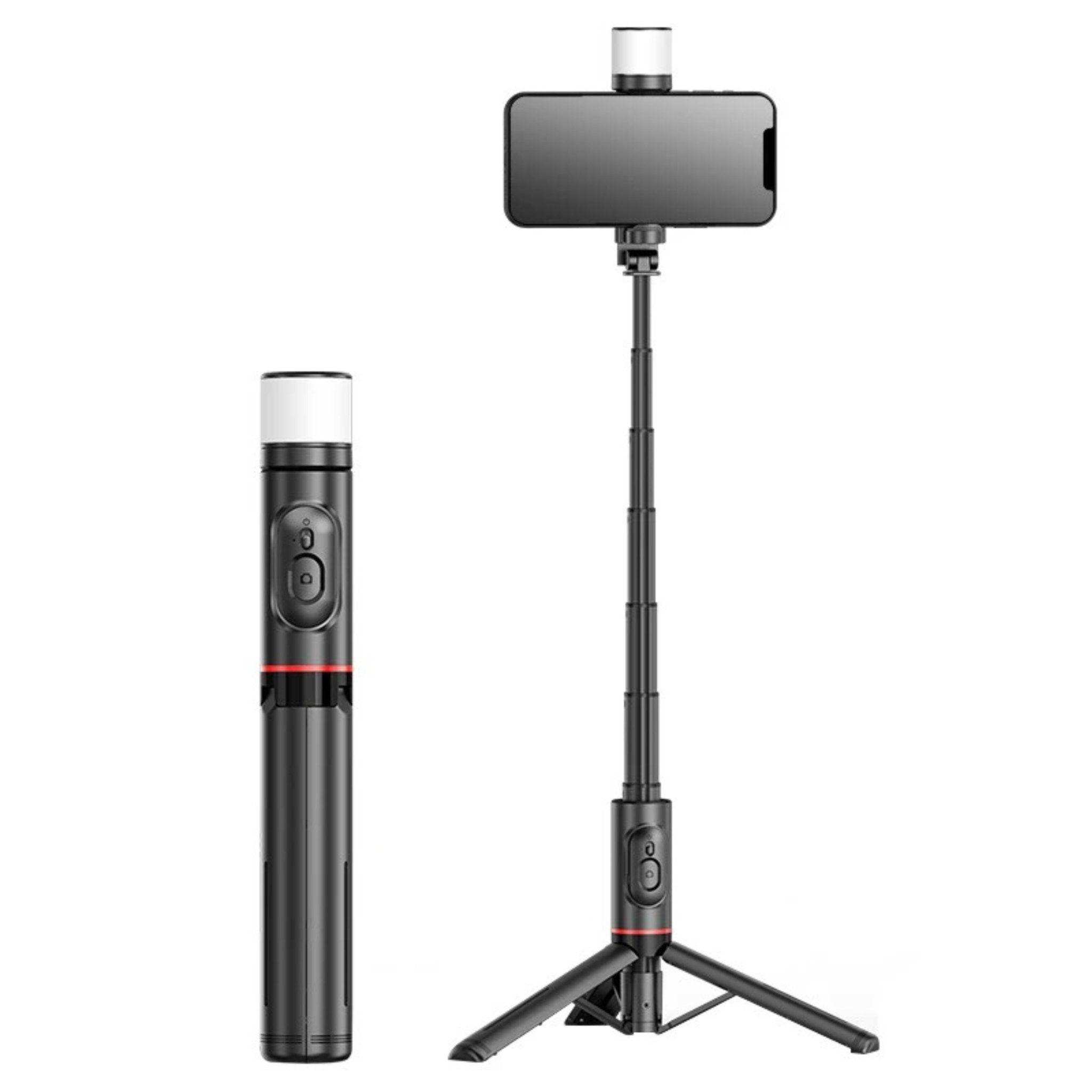 TUTT Q12 Selfie Stick Phone Holder with Fill-light Backlight | Detachable Remote Control | Foldable Rotatable 360