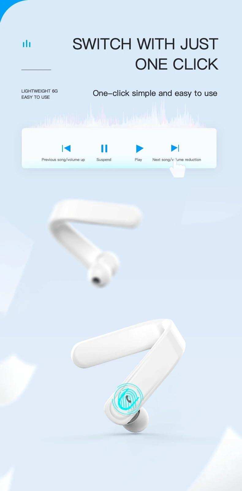 TUTT Right Ear Hook with Microphone BT 5.1+EDR Handsfree Earphones Single Ear Hook HD Call Business | Driving | 15 Hrs Call and Music | iOS Android