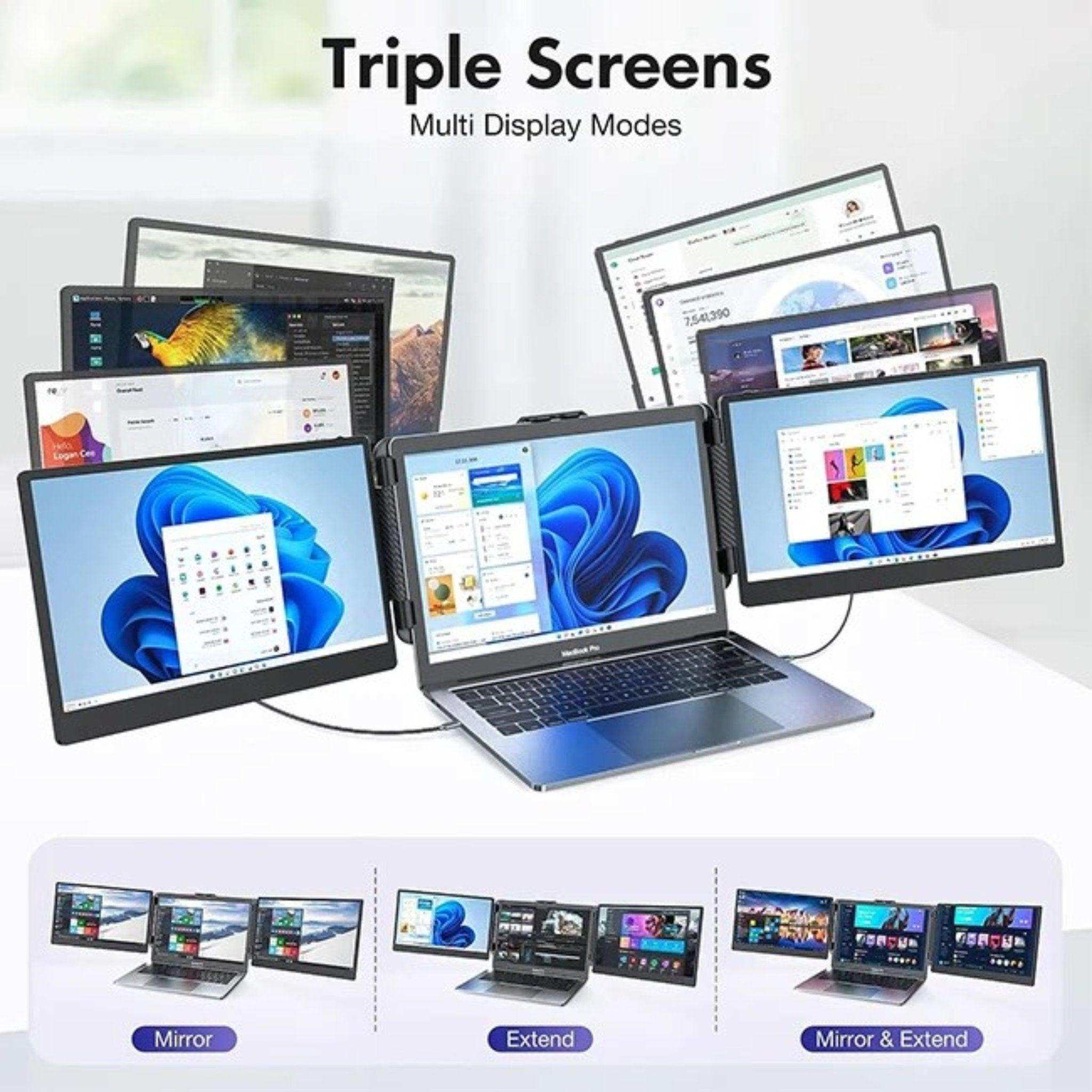 TUTT S2 FHD 14” Dual Portable Laptop Monitor Extender 1080P IPS Built-in Stand and Speakers | Plug and Play | H5 HD Video Conversion Cable | Technical Support Line | for 13