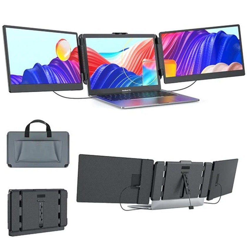 TUTT S2 FHD 14” Dual Portable Laptop Monitor Extender 1080P IPS Built-in Stand and Speakers | Plug and Play | H5 HD Video Conversion Cable | Technical Support Line | for 13