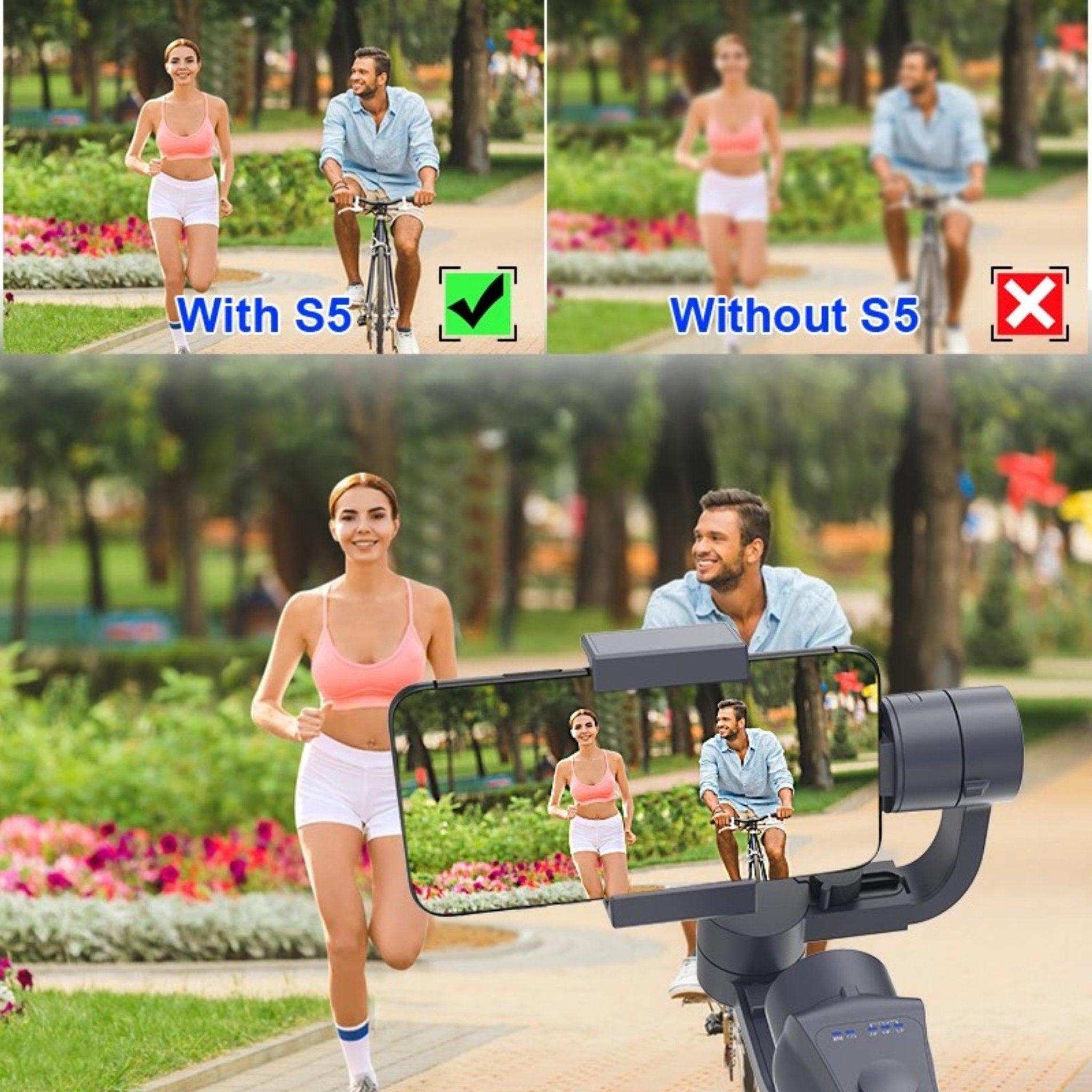 TUTT S5B Pro + AI Face Tracking Module 3 Axis Gimbal Stabilizer 360° rotation handheld selfies for Smartphone Anti Shake Inception Mode Power Bank